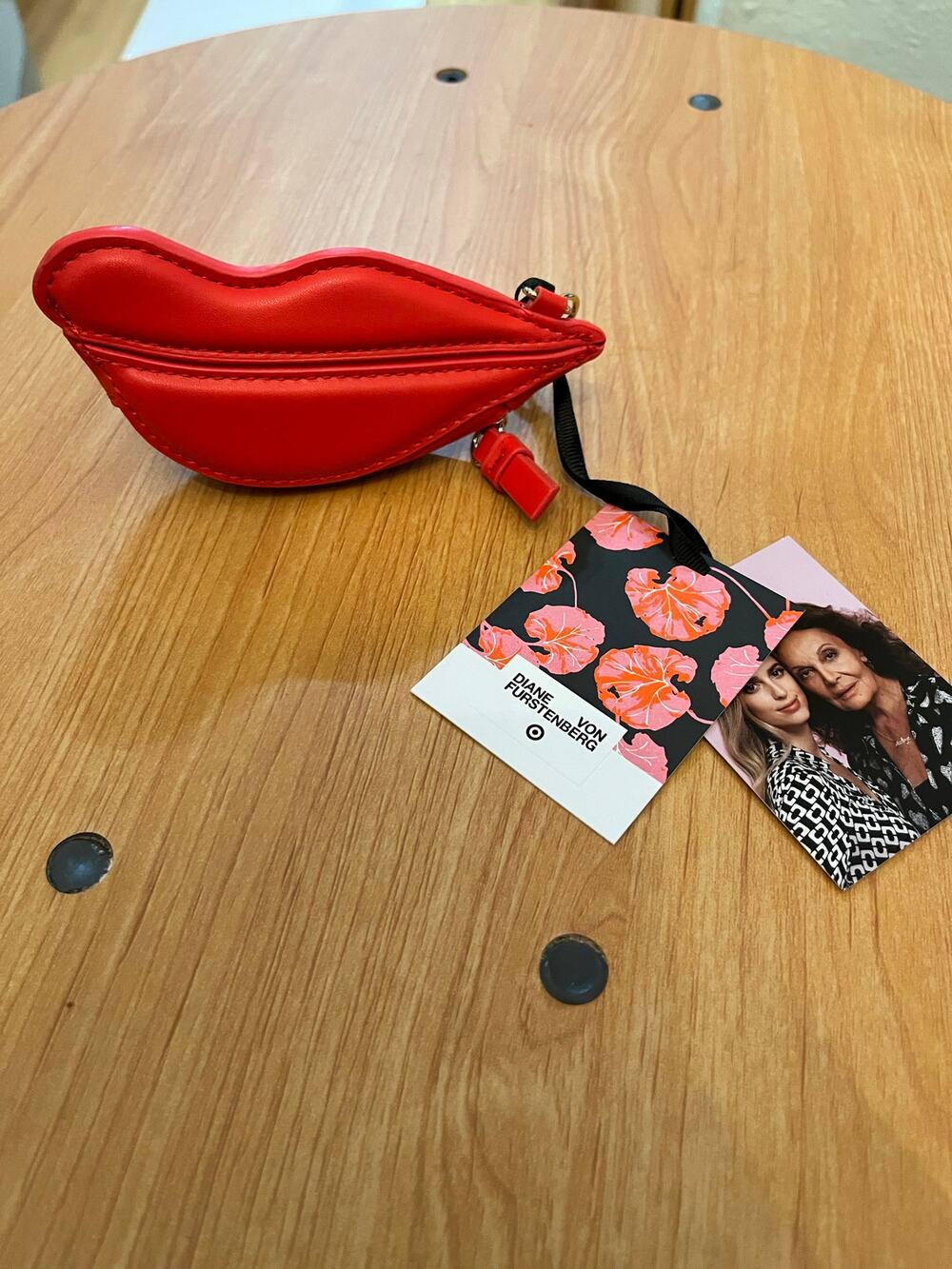 NWT DVF x Target Red Lips Coin Purse Keychain